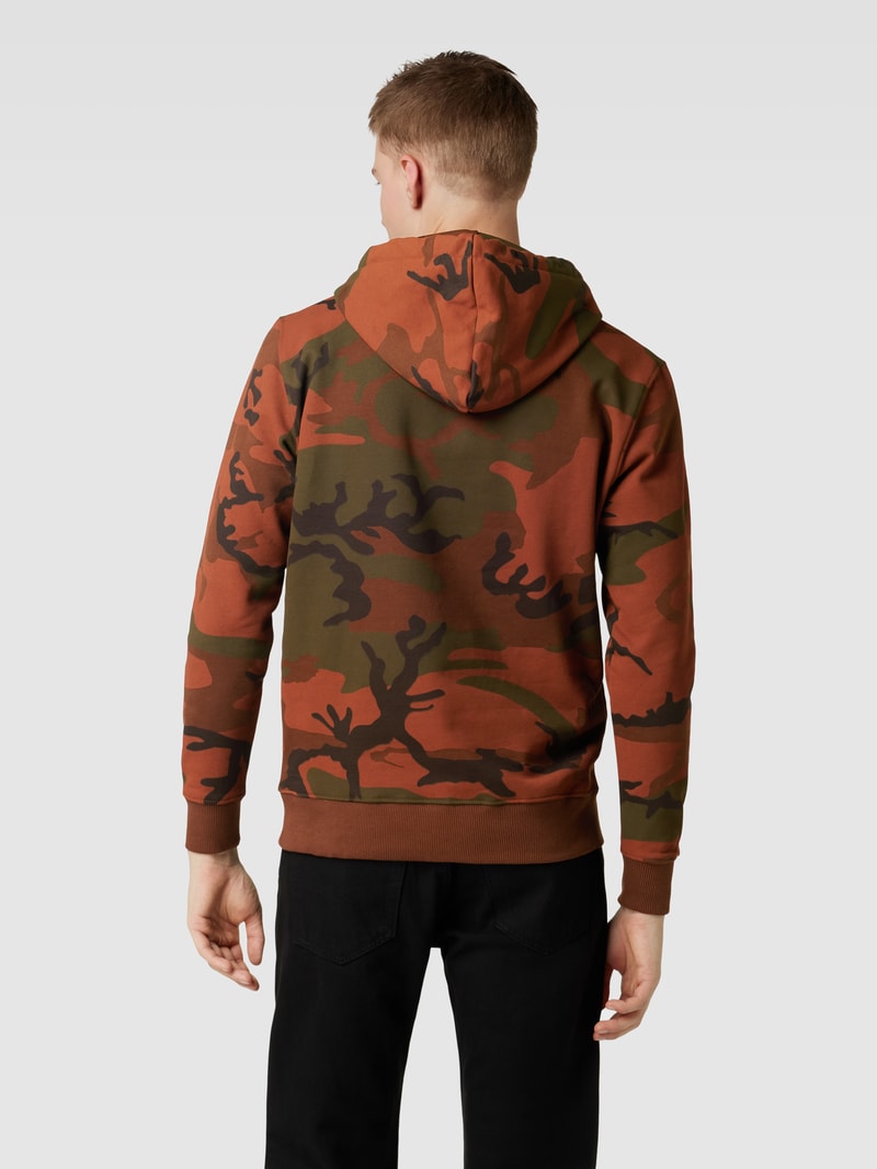 Hoodie mit Camouflage-Muster Modell 'BASIC' in dunkel orange