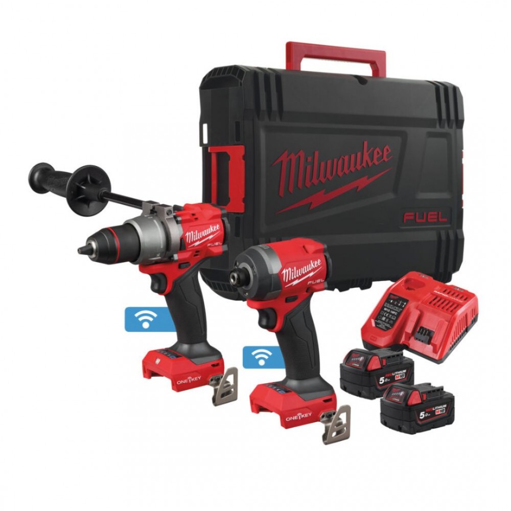 Milwaukee 4933493244 M18 FPP2A3-502X Powerpack 18V 5,0Ah Li-Ion - M18 ONEPD3 Schlagbohrmaschine + M18 ONEID3 Schlagschrauber im Koffer