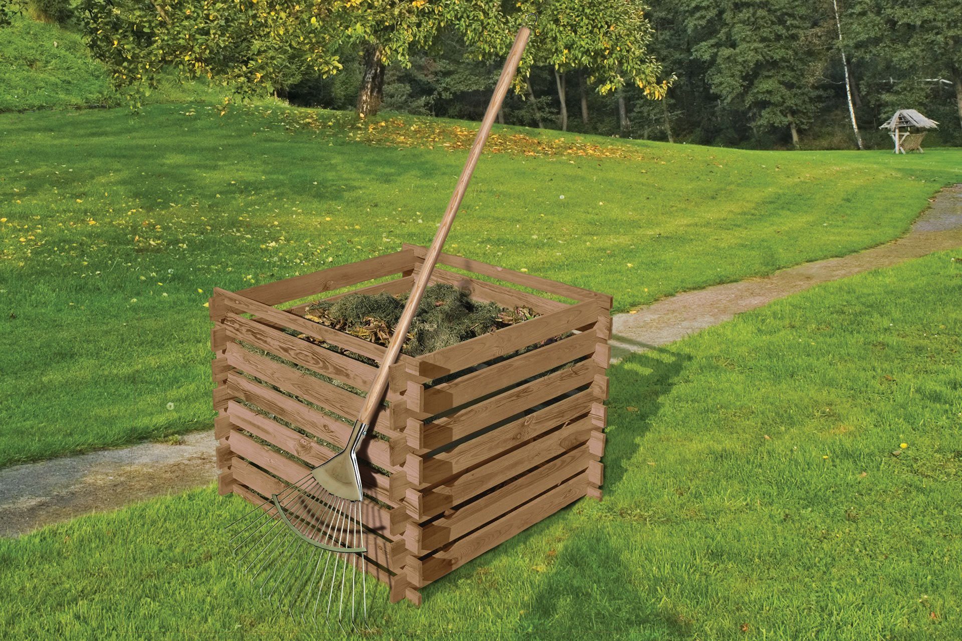 Mega-Holz Komposter Holzkomposter KDI braun 90x90x70 cm, BxTxH: 90x90x70 cm, 560 l