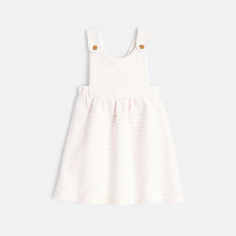 Robe à bretelles à rayures et body fleuri rose naissance