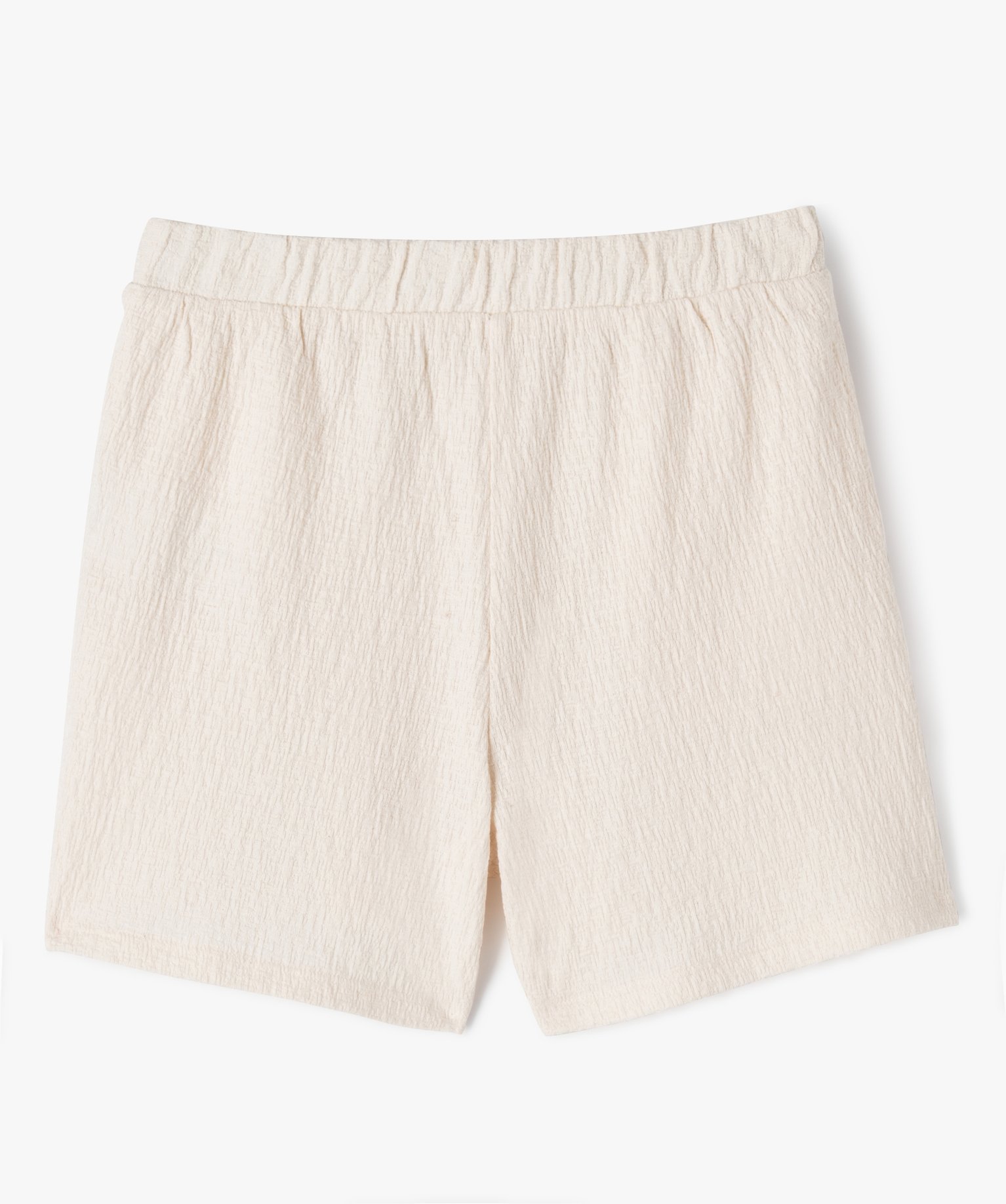Short ample en maille texturée fille ecru | GEMO