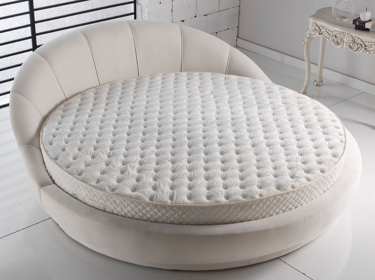 Casa Padrino Rundbett Rundbett Hellgrau Ø 240 x H. 90 cm - Rundes Doppelbett mit Matratze - Schlafzimmer Möbel