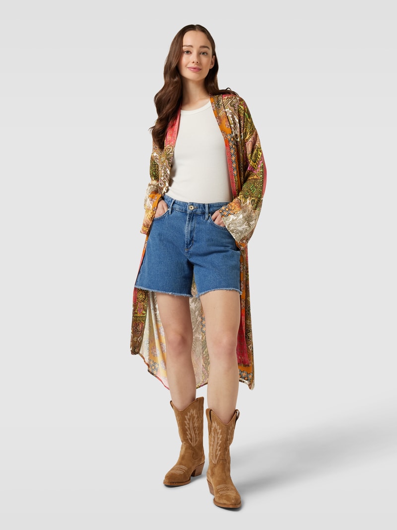 Kimono aus Viskose mit Allover-Muster Modell 'Paisley' in khaki