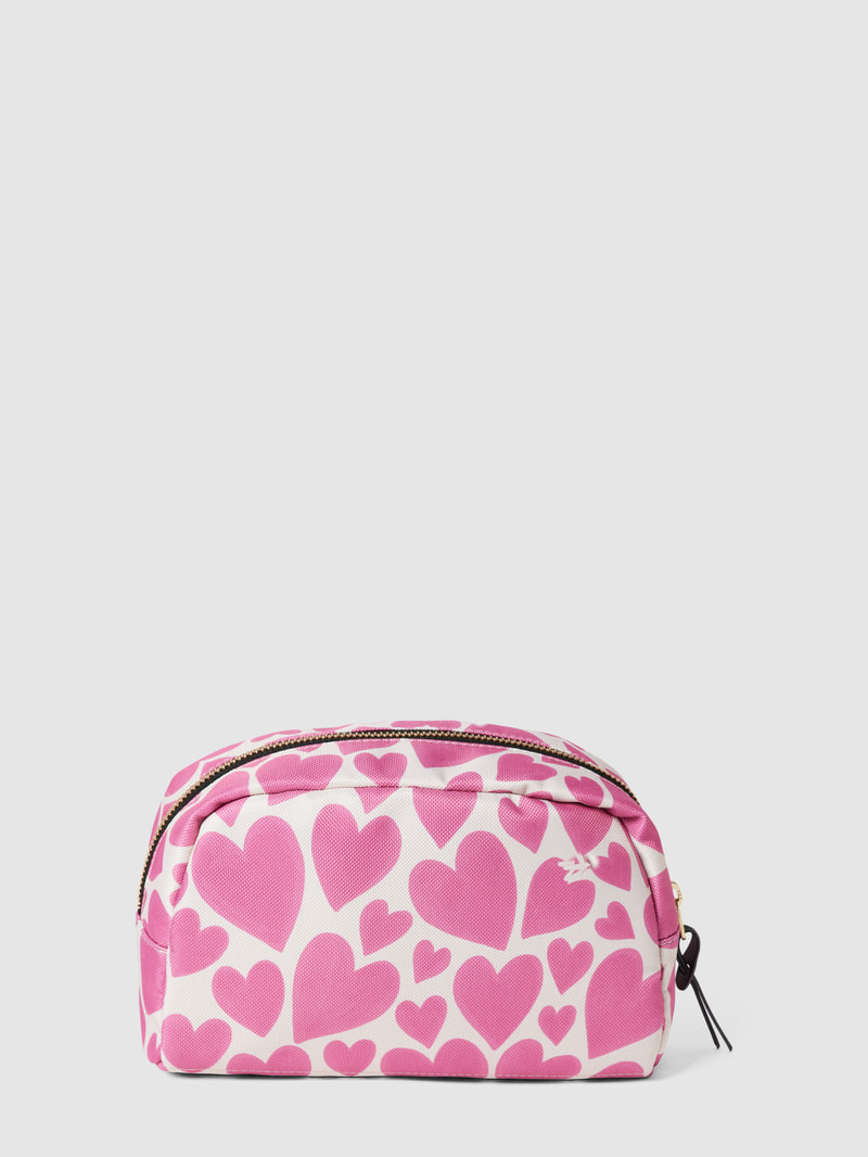 Kosmetiktasche mit Label-Patch Modell 'Pink Love' in pink