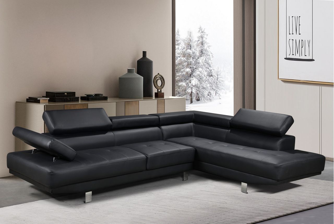 Happy Home Happy Home Ecksofa mit verstellbare Kopf- und Arm-Funktionen HSP108-SCH schwarz Lederoptik