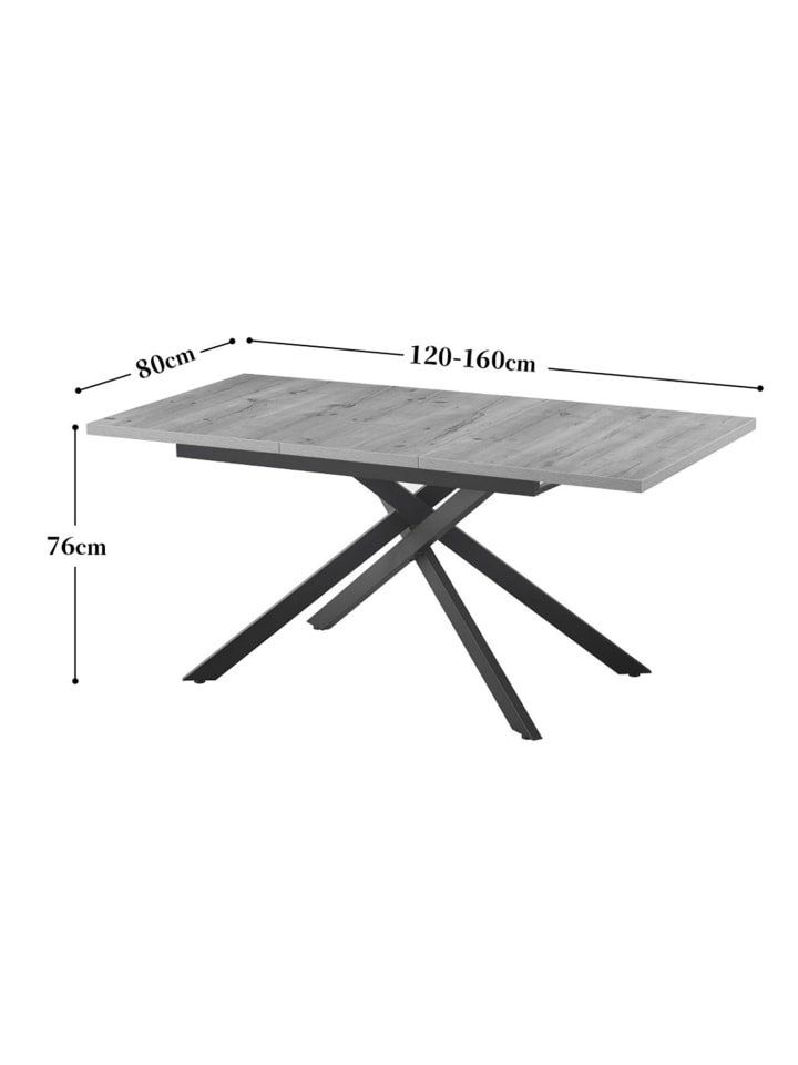 B&D Home Ausziehstisch LARS in Texas-Eiche - (B)120-160 x (H)76 x (T)80 cm günstig kaufen onesize