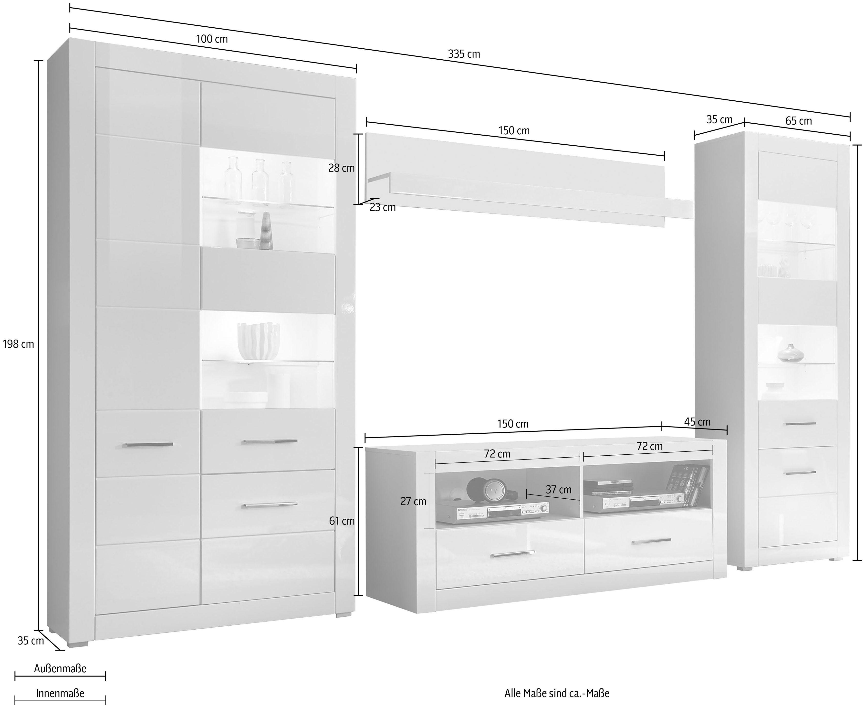 INOSIGN Wohnwand BIANCO, (Set, 4-St)