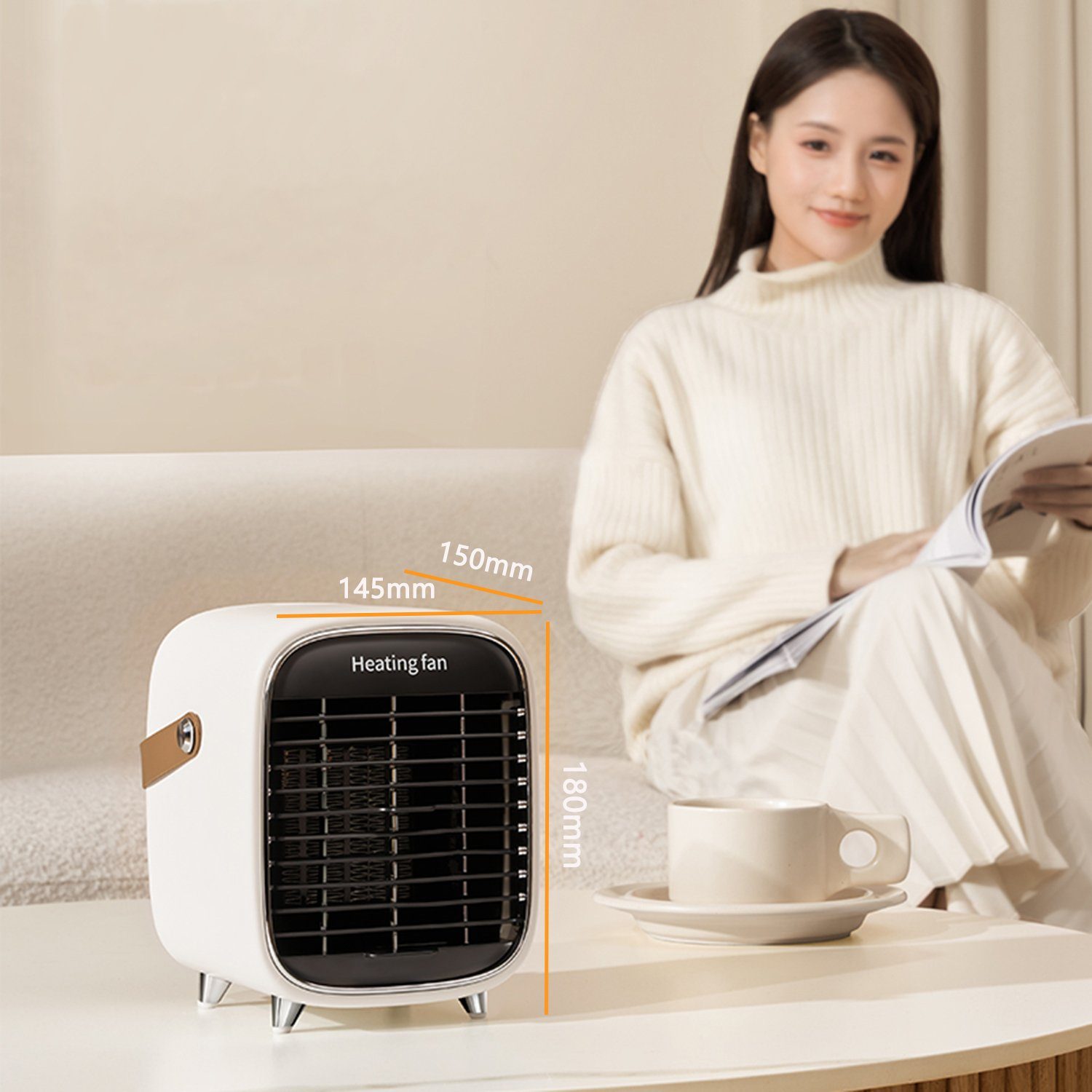 Tisoutec Heizstrahler Klein Keramik Heater Heizluefter, 1000W Energiesparend Heizungslüfter