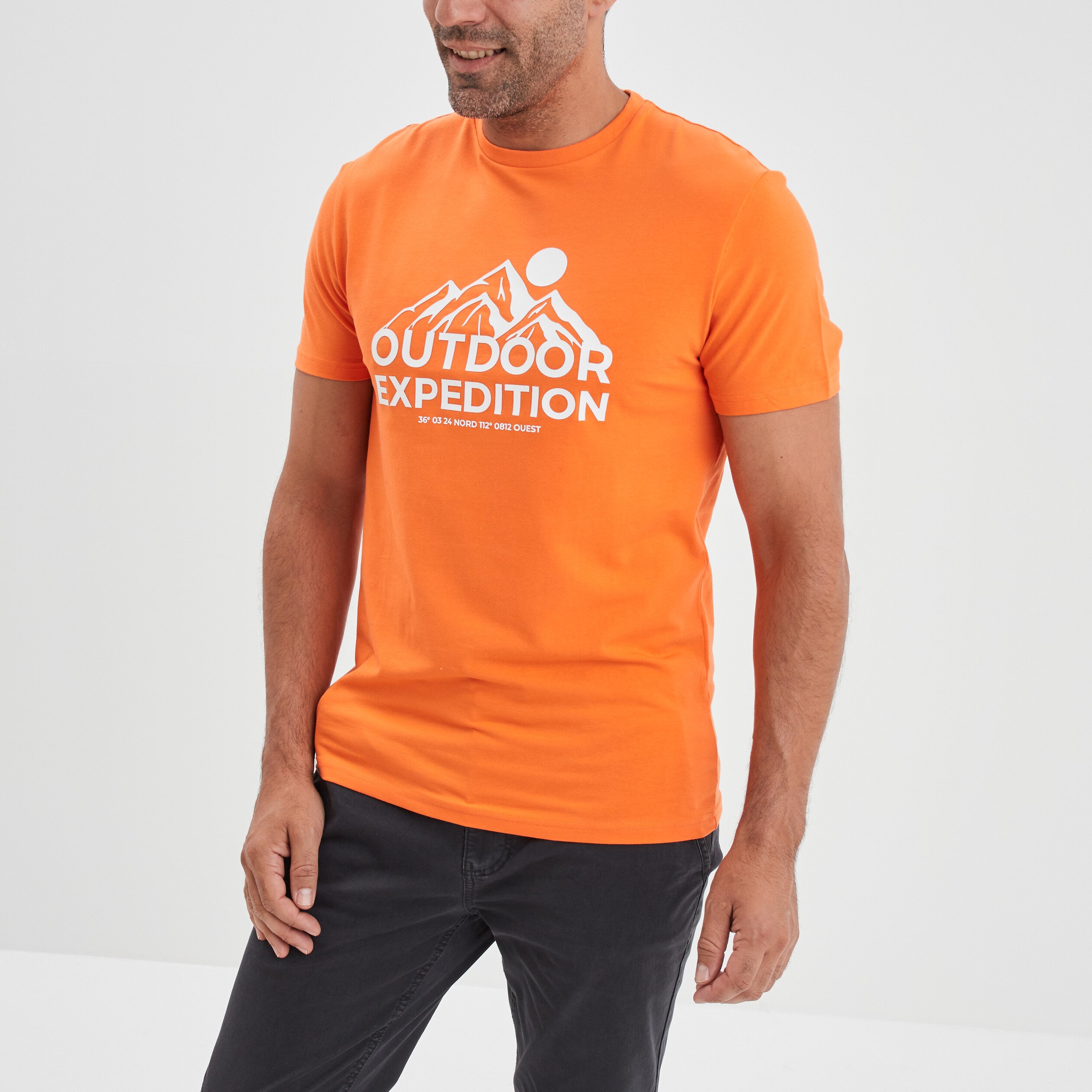 T-shirt droit manches courtes Trappeur orange homme | La Halle