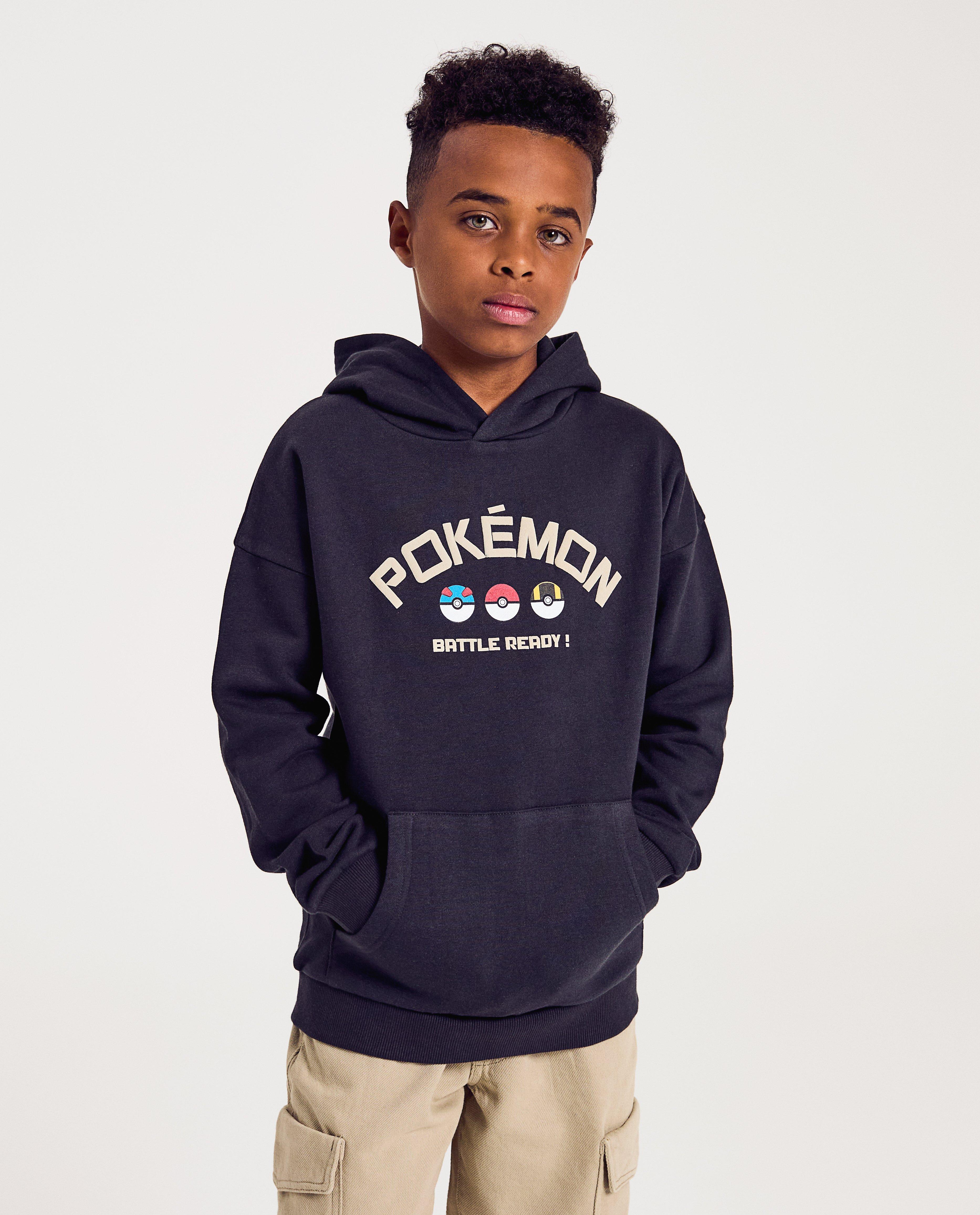 Hanorac Pokemon cu inscripția Pokémon, gri închis