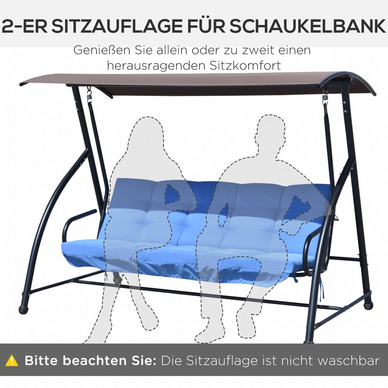 Outsunny Auflagen-Set für Hollywoodschaukel 170 cm Stuhlkissen Schaukelauflage Sitzkissen Gartenschaukel Gartenpolster Rückenkissen Seitenkissen Blau