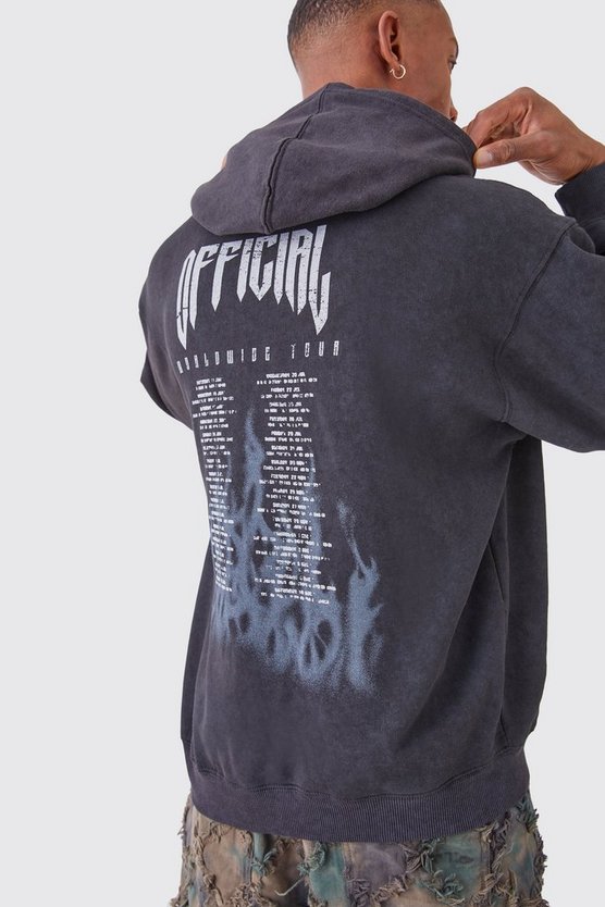 Oversize Hoodie mit Acid-Waschung und Print