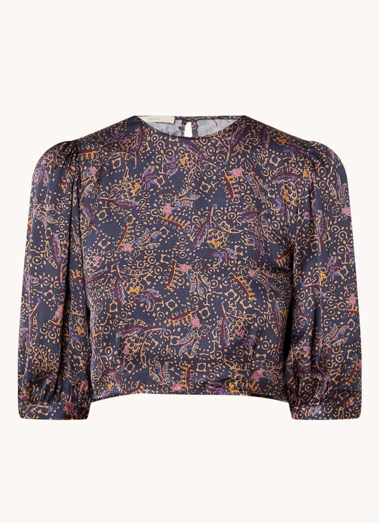 Σατέν crop top Sessùn Hamina με στάμπα και άνοιγμα