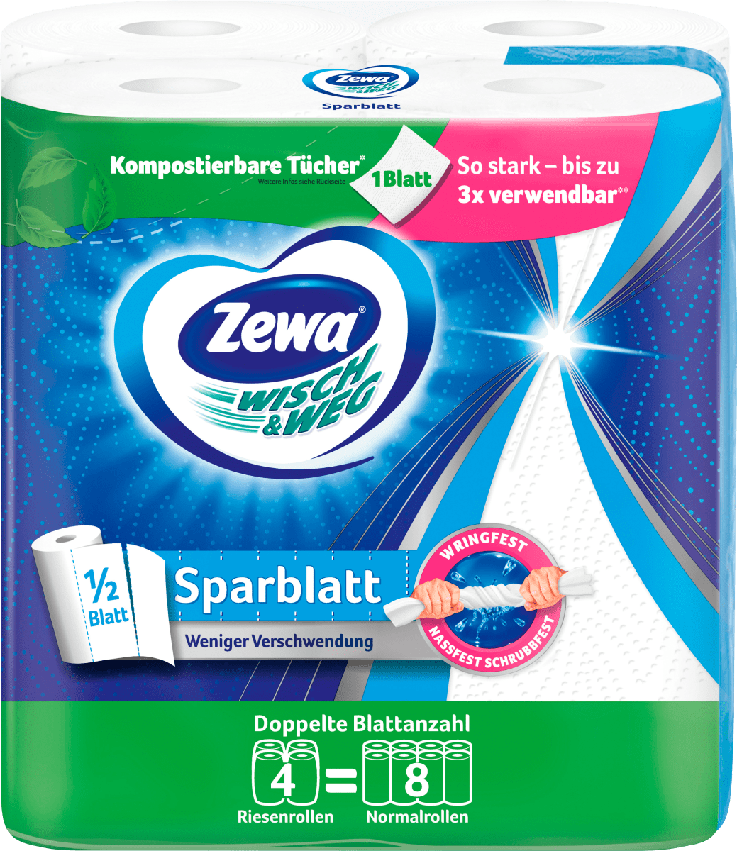Küchenrolle Wisch&Weg Sparblatt Riesenrolle (4x148 Blatt), 4 St