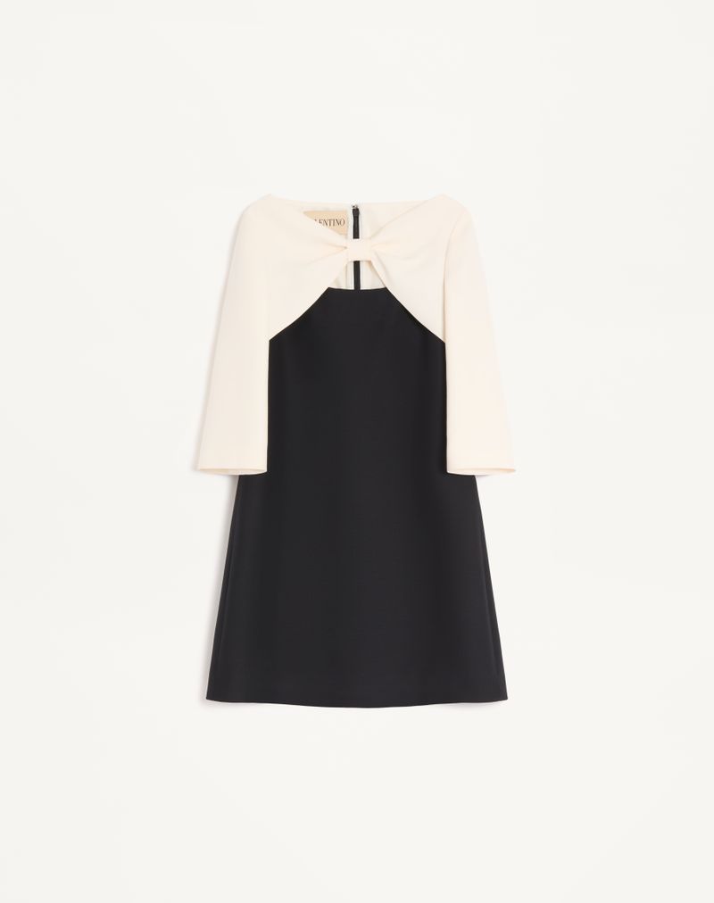 Vestido curto de crepe de alta costura
