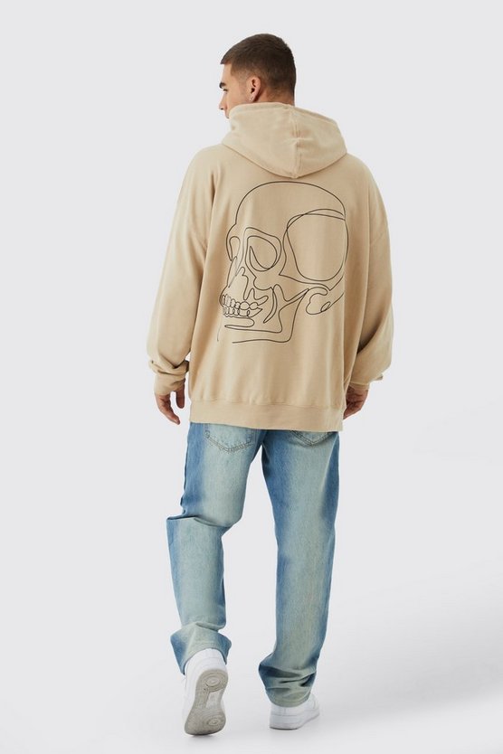 Oversize Hoodie mit Skelett-Print