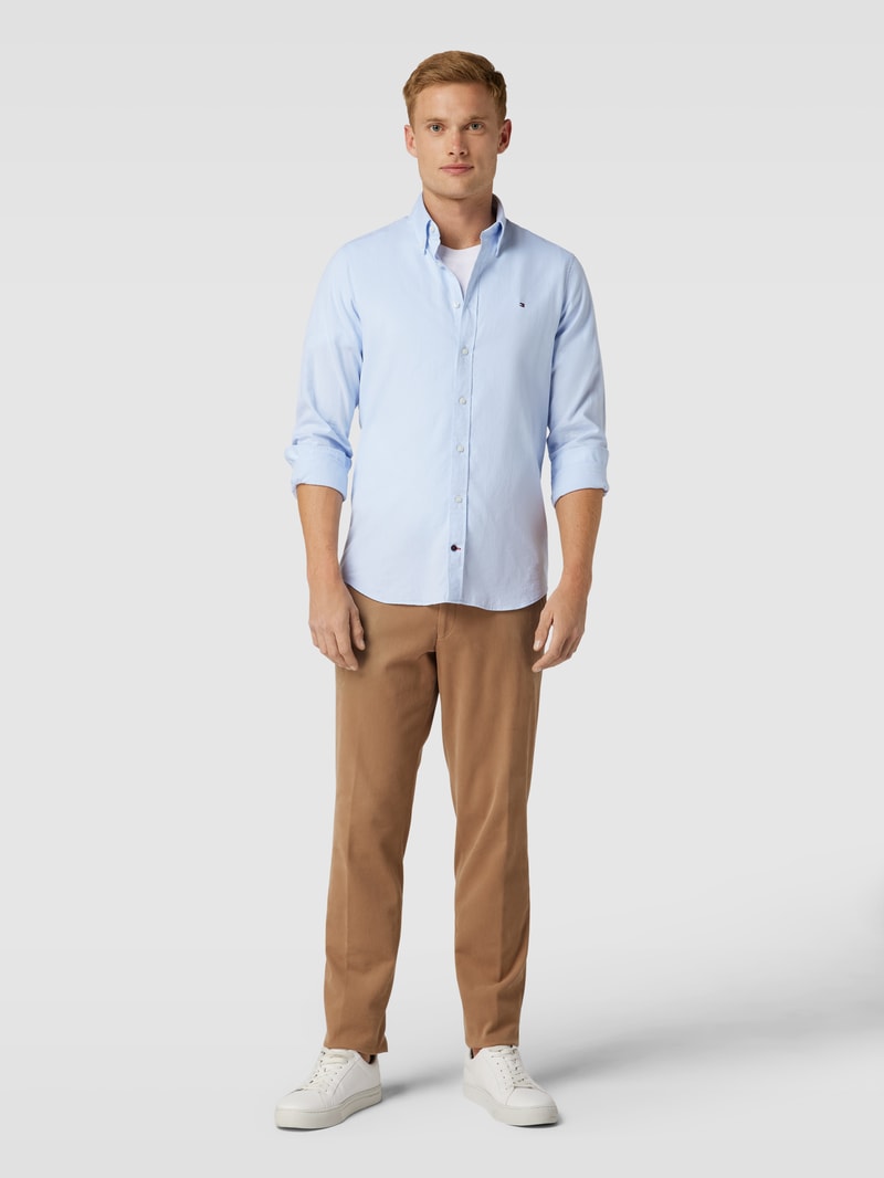 Slim Fit Business-Hemd mit Button-Down-Kragen in bleu