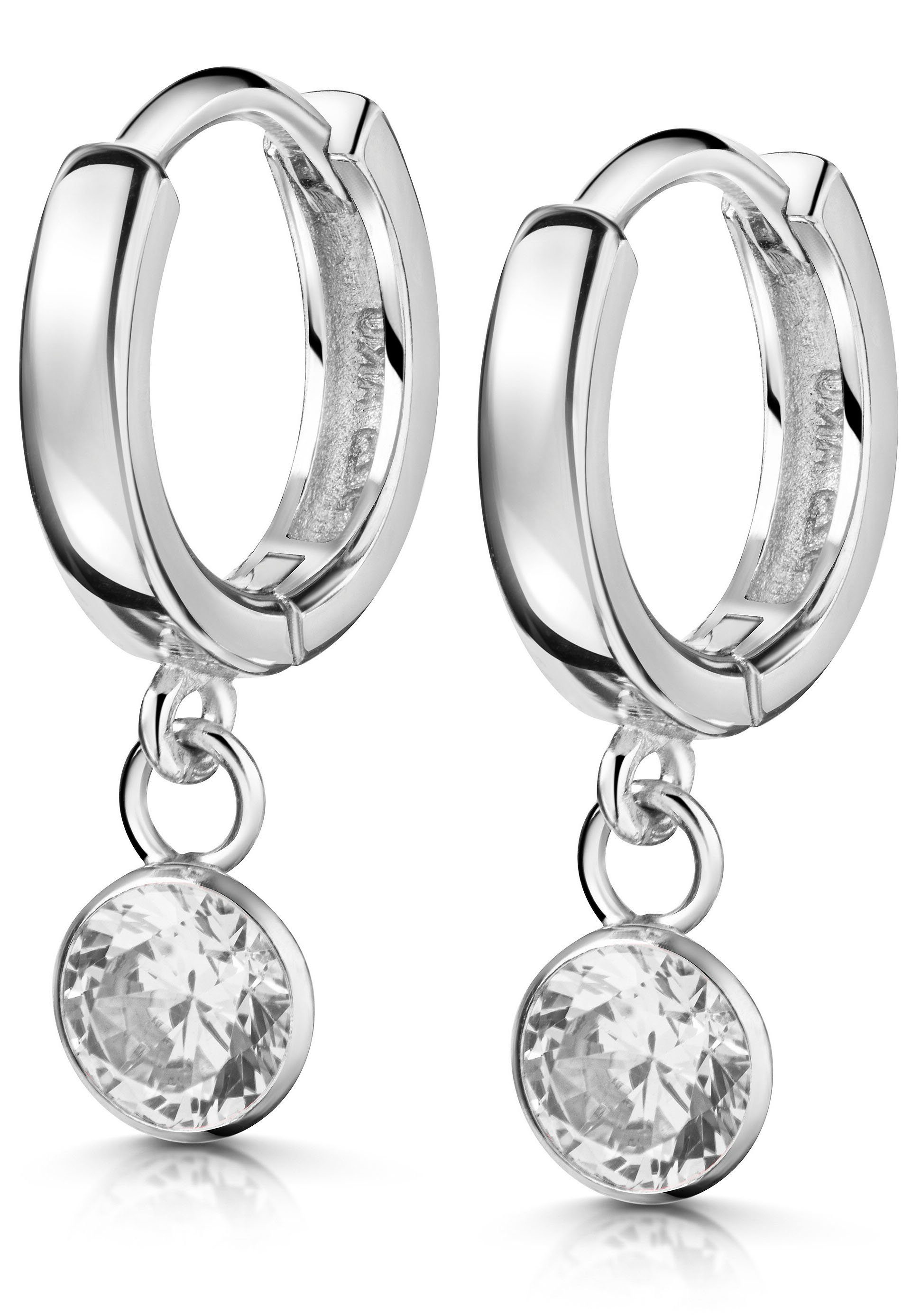 Firetti Paar Creolen Schmuck Geschenk Silber 925 Glitzer Ohrschmuck Geschenk, zu Kleid, Shirt, Jeans, Sneaker! Anlass Geburtstag Weihnachten
