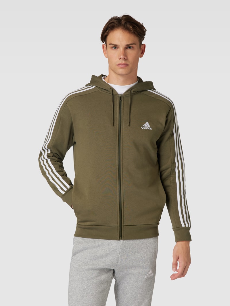Sweatjacke mit Kapuze und Label-Stitching in olivgrün