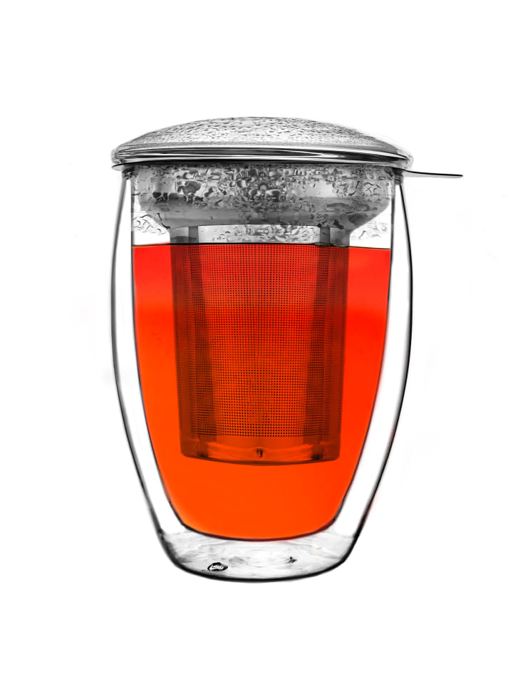 Creano DOPPELWANDIGES THERMOGLAS „ALL-IN-ONE“ 400ml, INKL. EDELSTAHLFILTER, Glas günstig kaufen 400ml