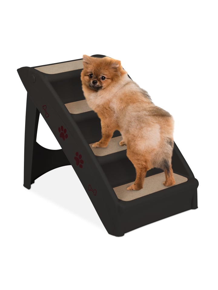relaxdays Hundetreppe in Schwarz - (B)39 x (H)49 x (T)61 cm günstig kaufen onesize