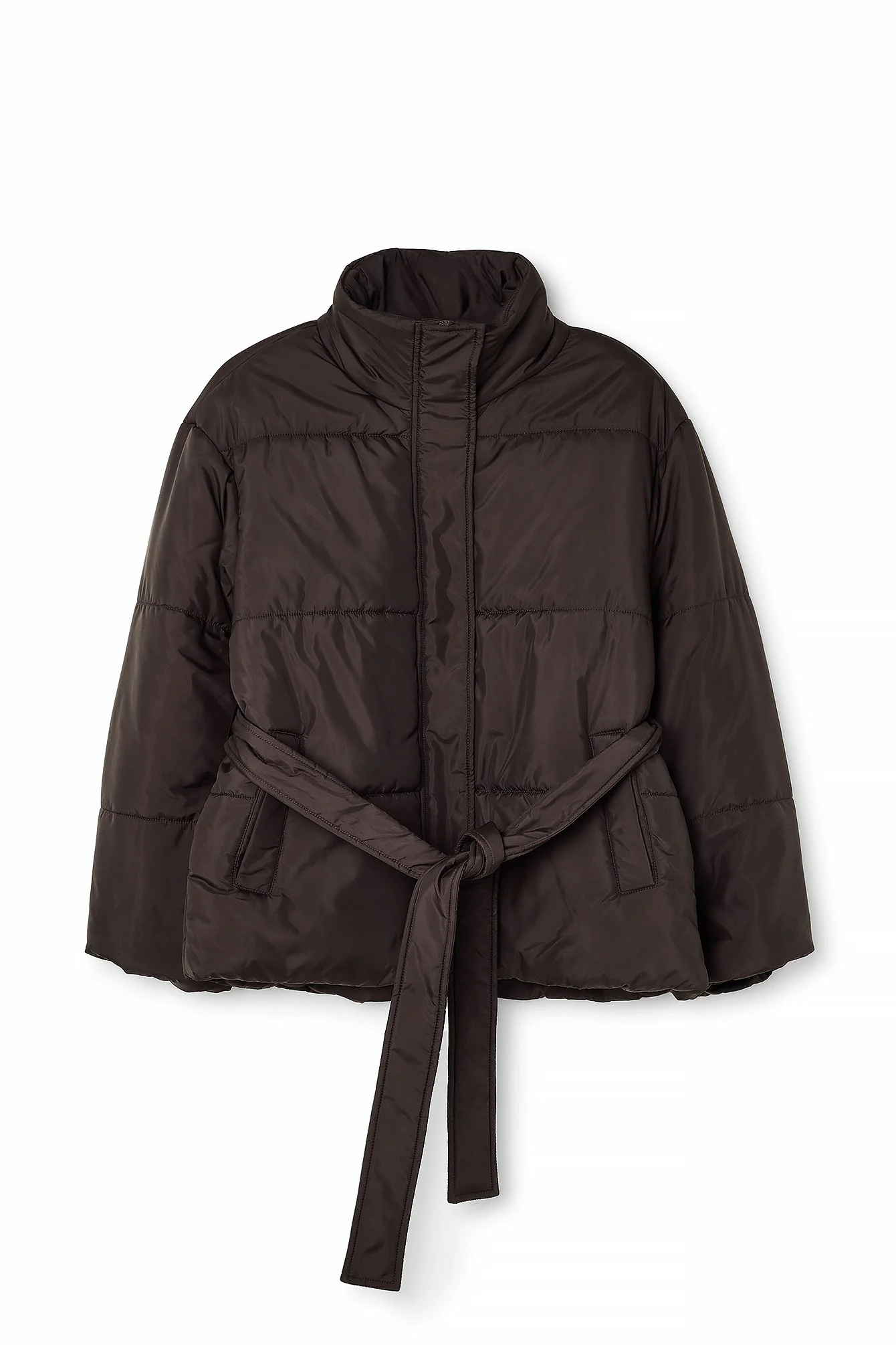 Kurze, gefütterte Jacke mit Gürtel
