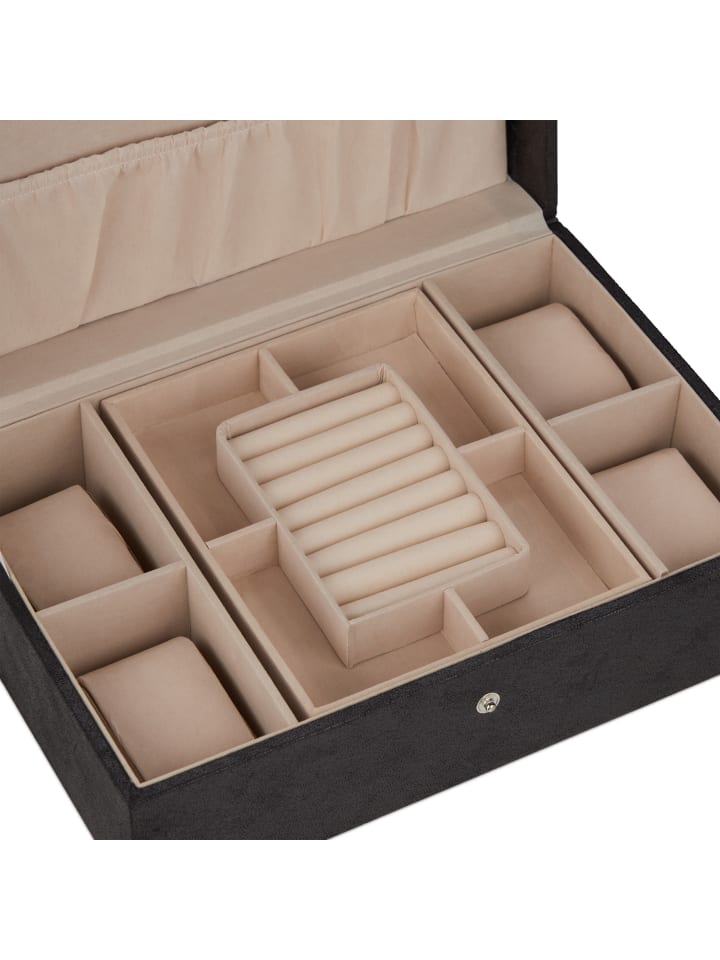 relaxdays Schmuckkästchen in Schwarz- (B)29 x (H)10 x (T)20 cm günstig kaufen onesize