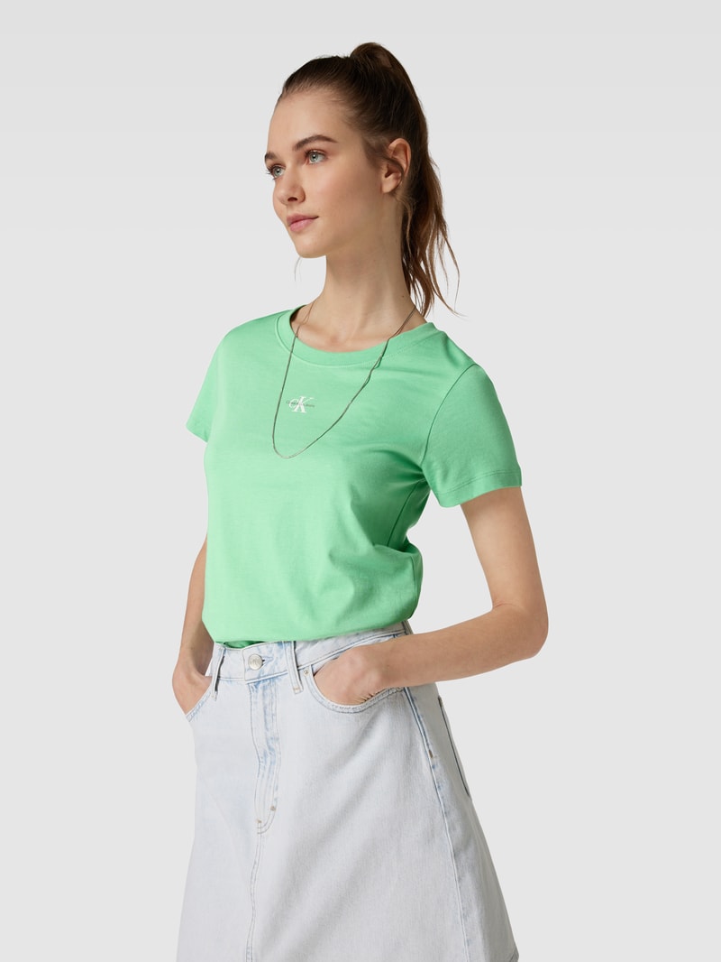 T-Shirt mit Label-Print Modell 'MICRO MONOLOGO' in grün