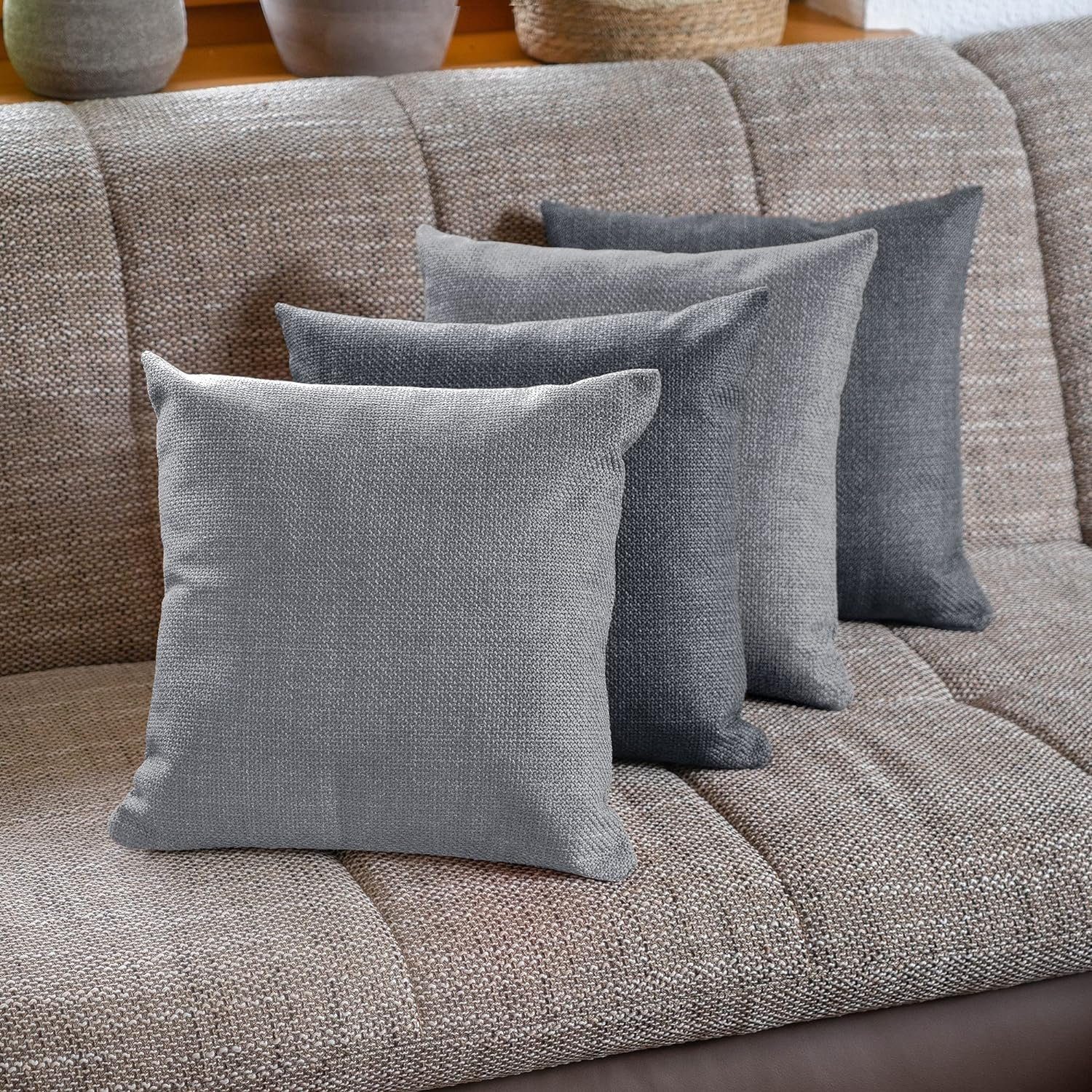 Selfitex Dekokissen 4er Set 40x40cm mit Füllung, strukturiert edler Polsterstoff, für Sofa, Couch, Bett oder als Polster jeglicher Art