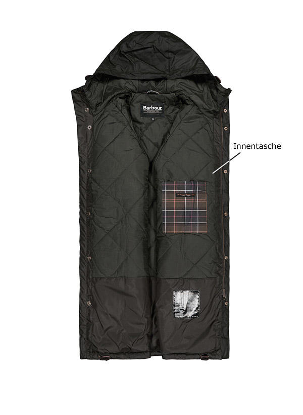 Barbour, Parka Winter, Baumwolle gewachst Steppfutter, braungrün