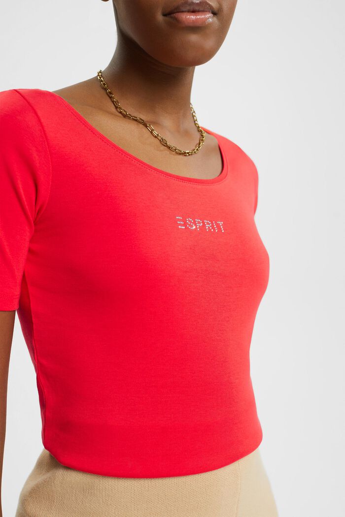 T-Shirt mit Logo aus Glitzersteinchen