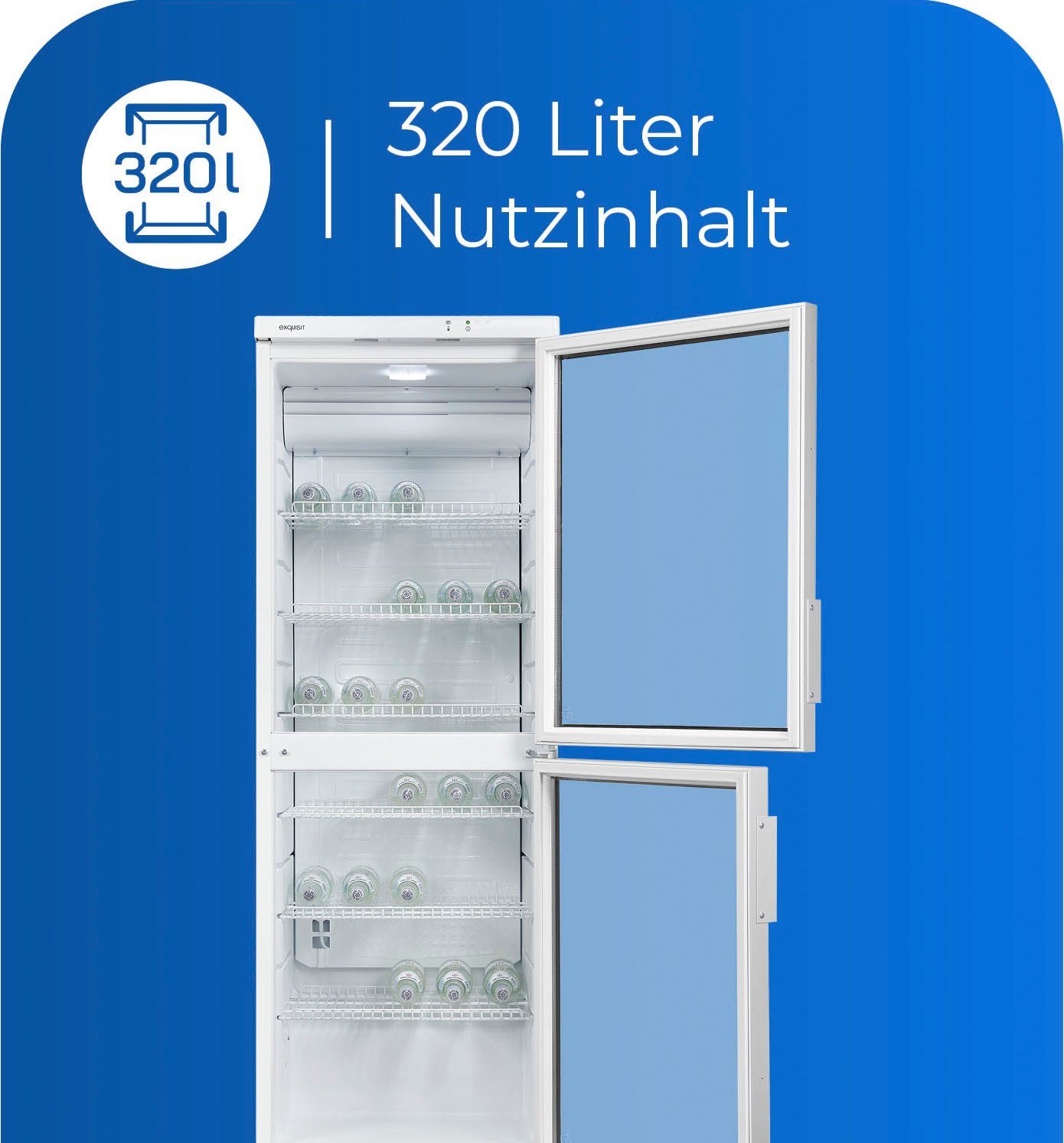 exquisit Getränkekühlschrank GKS350-2-GT-280D weiss, 173 cm hoch, 60 cm breit