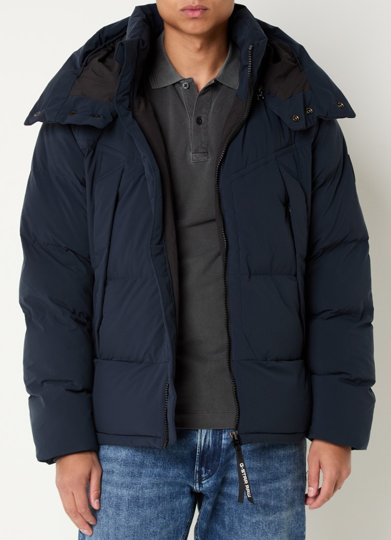 Jaqueta puffer G-Star RAW G-Whistler 2.0 com capuz removível e bolsos com zíper.