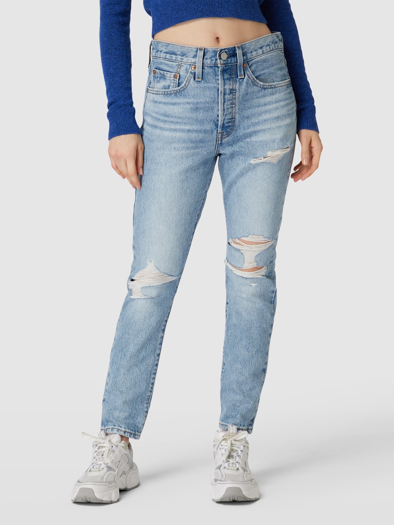 Skinny Fit Jeans im Used-Look in hellblau