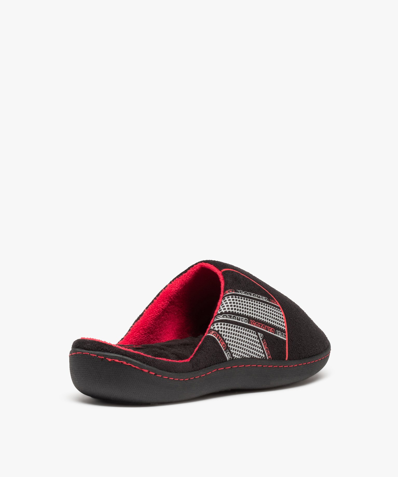 Chaussons homme mules plates en velours bicolores - Isotoner noir | GEMO