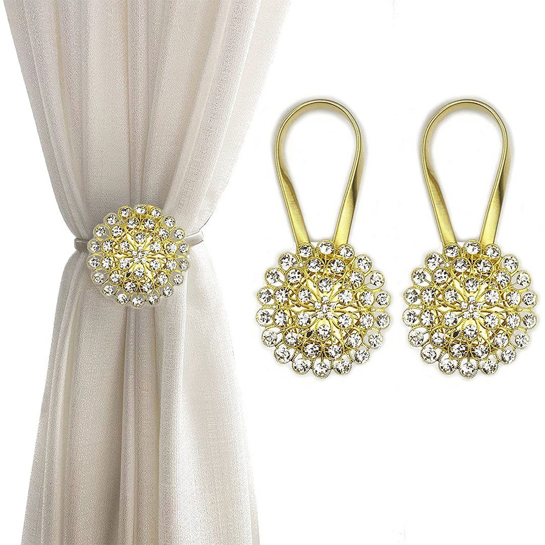 Raffhalter Magnetische Raffhalter für Vorhänge,glitzernde Kristallblumen-Vorhang, SOTOR, (1-tlg), Raffhalter mit hochelastischem Federdraht für Home Office Dekoration