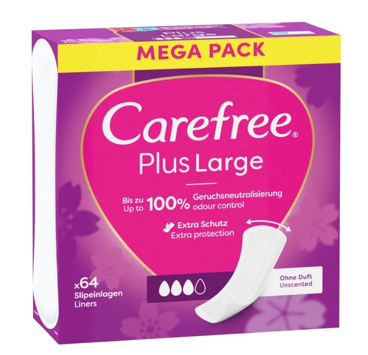 Dideli įklotai „Carefree Plus“, 64 vnt.