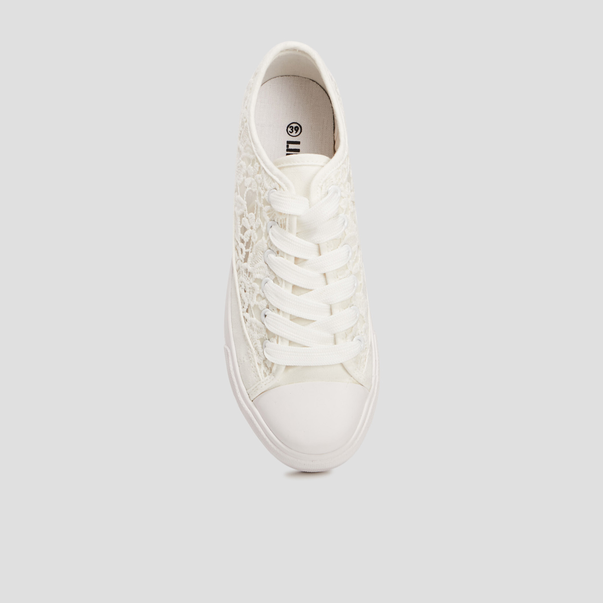 Tennis en toile avec guipure Liberto blanc femme | La Halle
