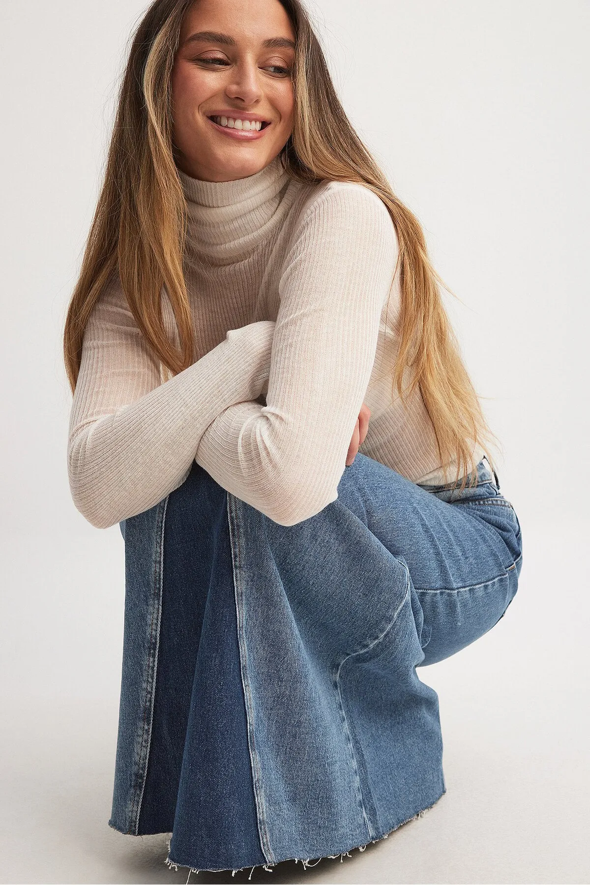 NA-KD  Maxi-Jeansrock im Panel-Design