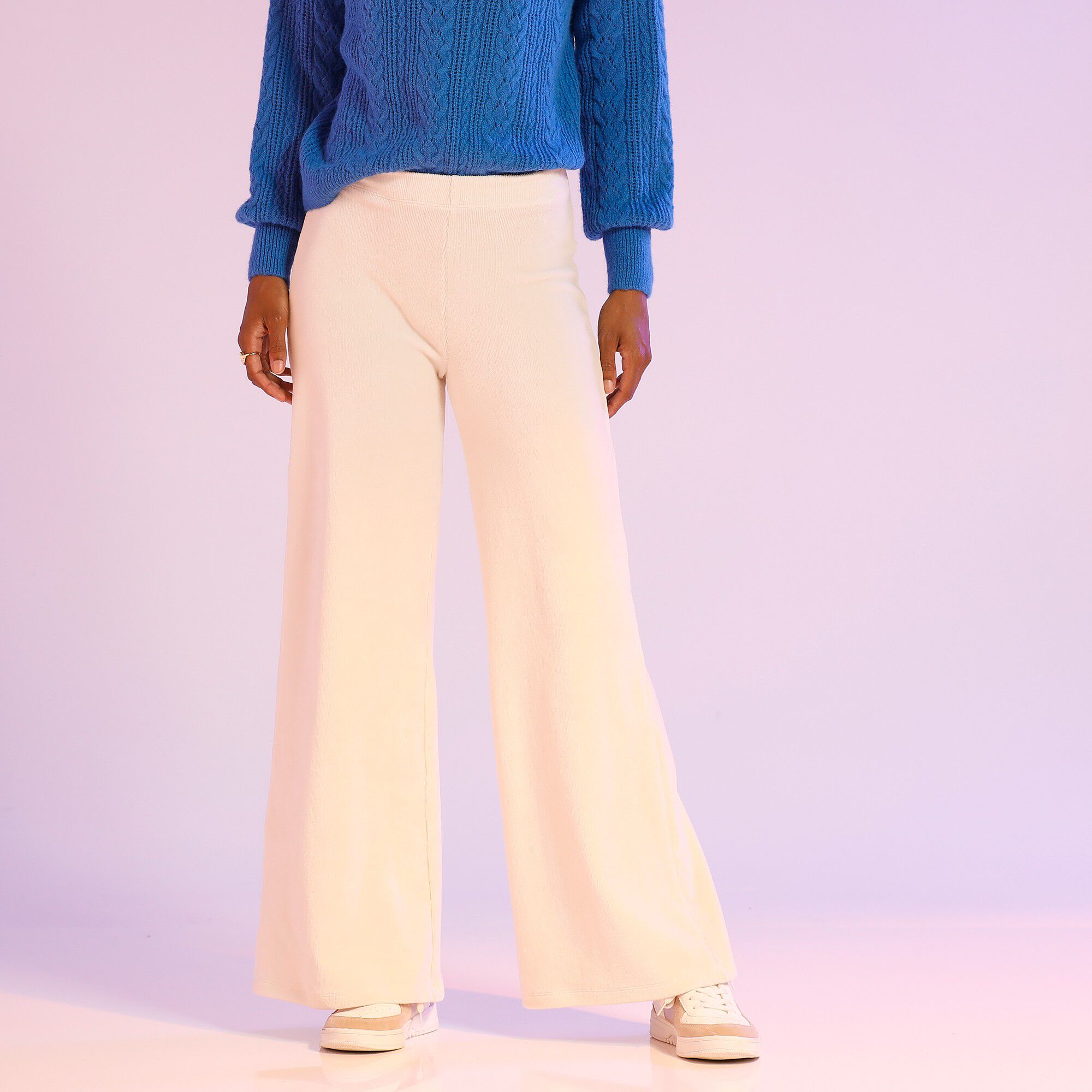 Pantalon large en velours hyper confort