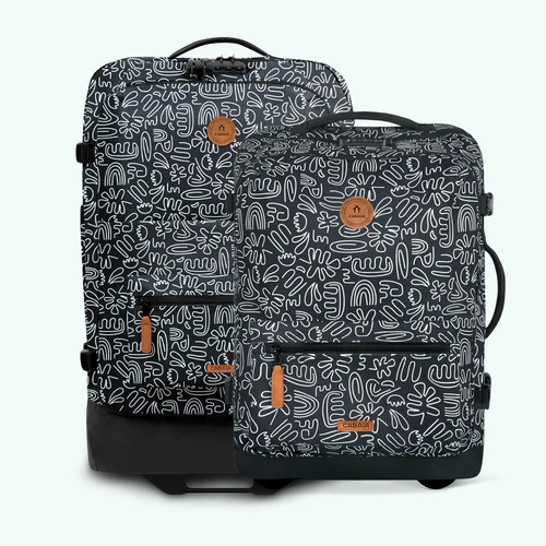 Set of 2 Amiens Black & White suitcases