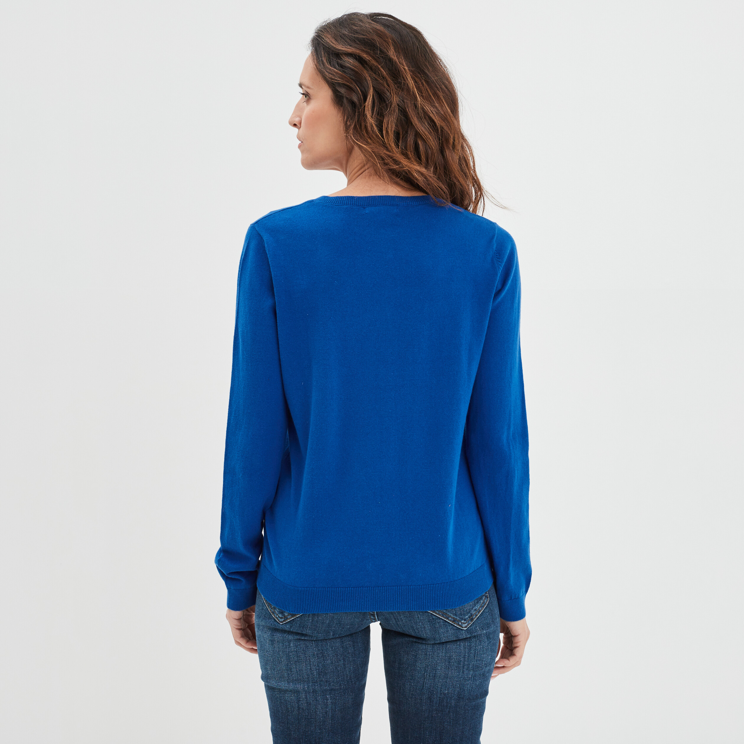 Gilet manches longues boutonné bleu electrique femme | La Halle