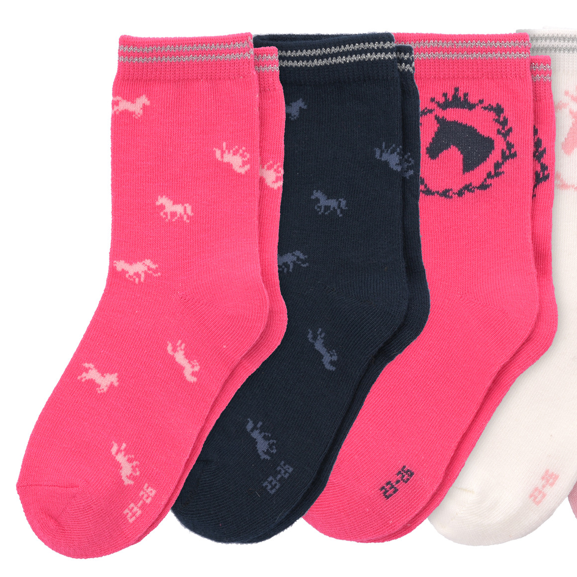 5 Paar Mädchen Socken mit Pferde-Motiv