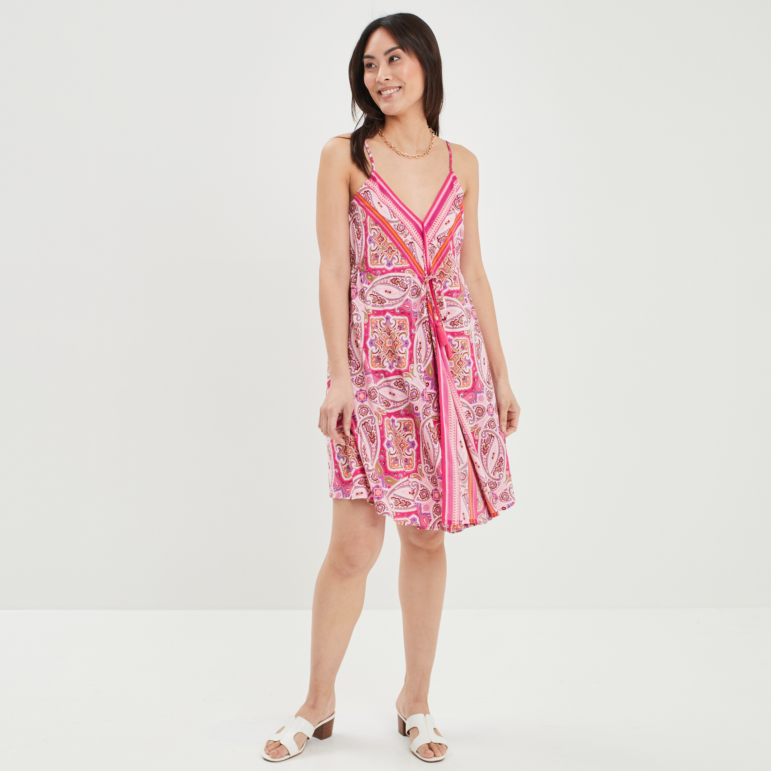 Robe patineuse à bretelles ecru femme | La Halle