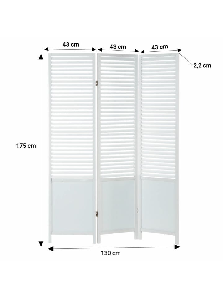 Homestyle4u 3-tlg. Paravent in Weiß 130x175 cm günstig kaufen onesize