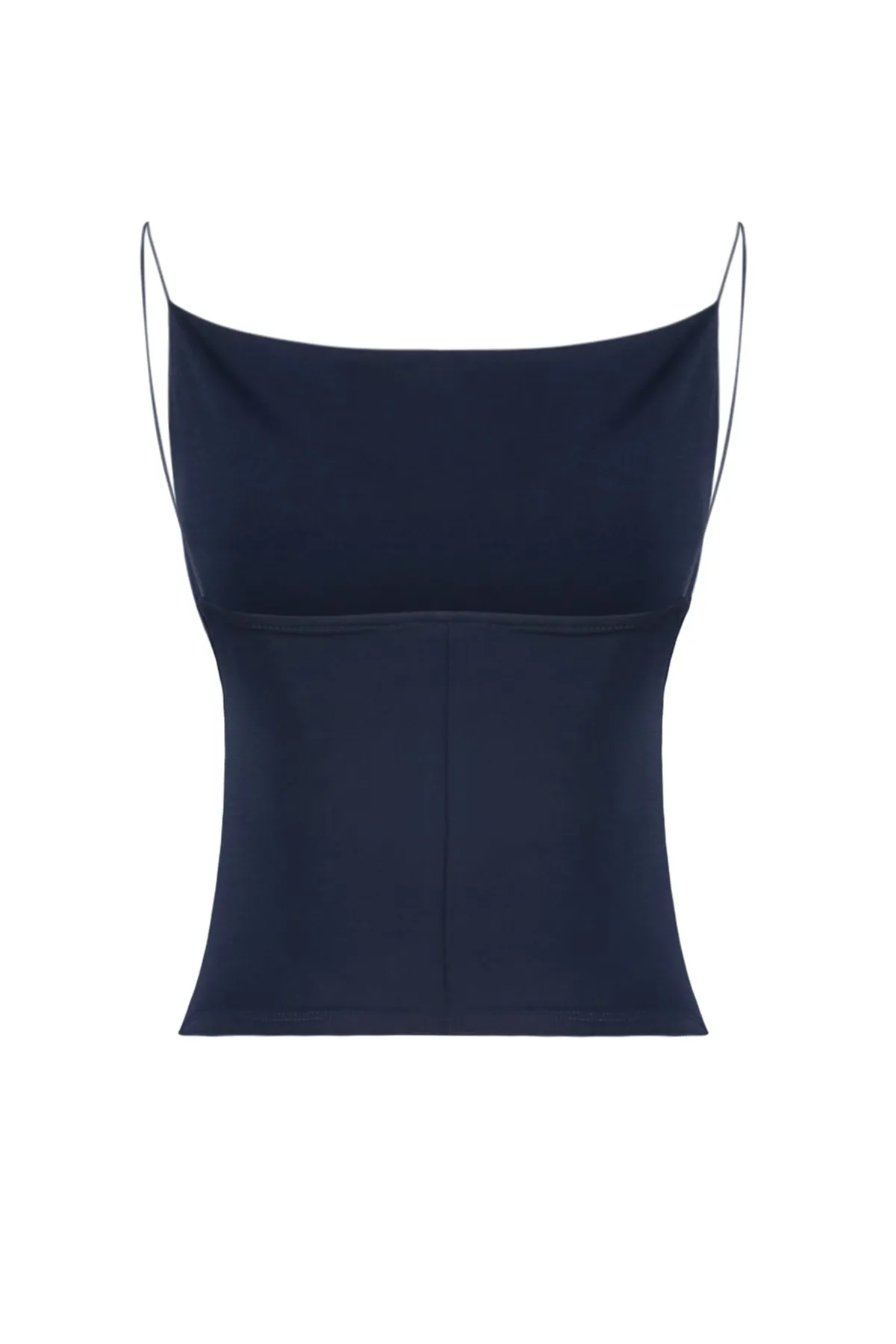 Trendyol Collection  Marineblaue, dehnbare Strickbluse mit tailliertem Kragen TWOSS21BZ0667