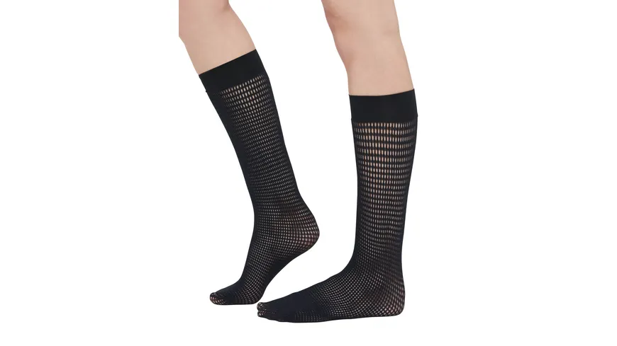 Wolford Damen Kniestrümpfe Netz Grid black