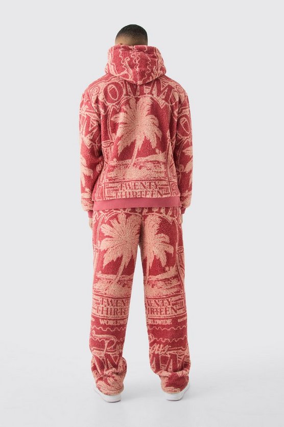Lockere Jogginghose mit Borg-Print