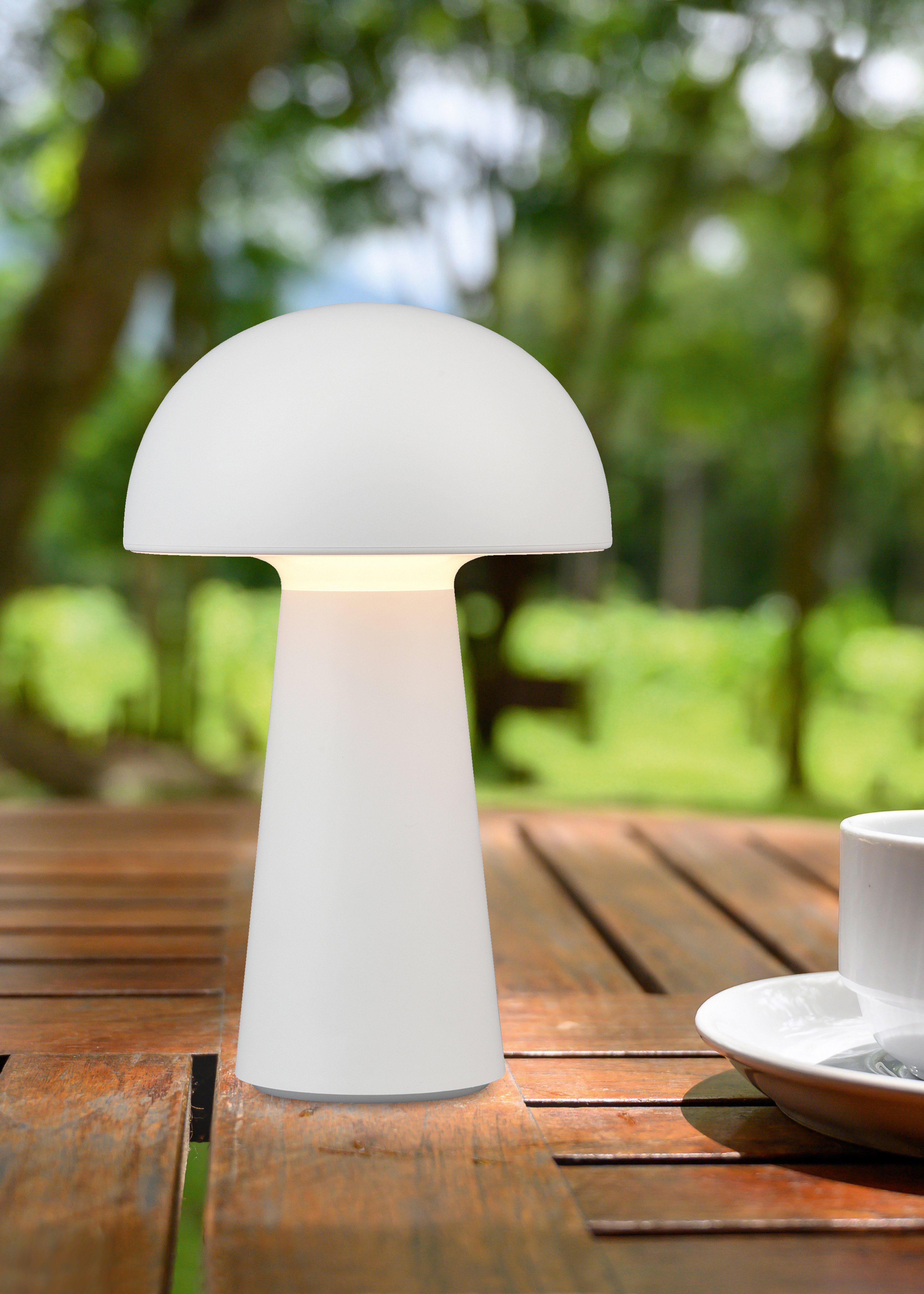 TRIO Leuchten LED Außen-Tischleuchte Lennon, Dimmfunktion, LED fest integriert, Warmweiß, LED Outdoor Tischlampe, 4-fach Touchdimmer, Ladefunktion per USB, IP44