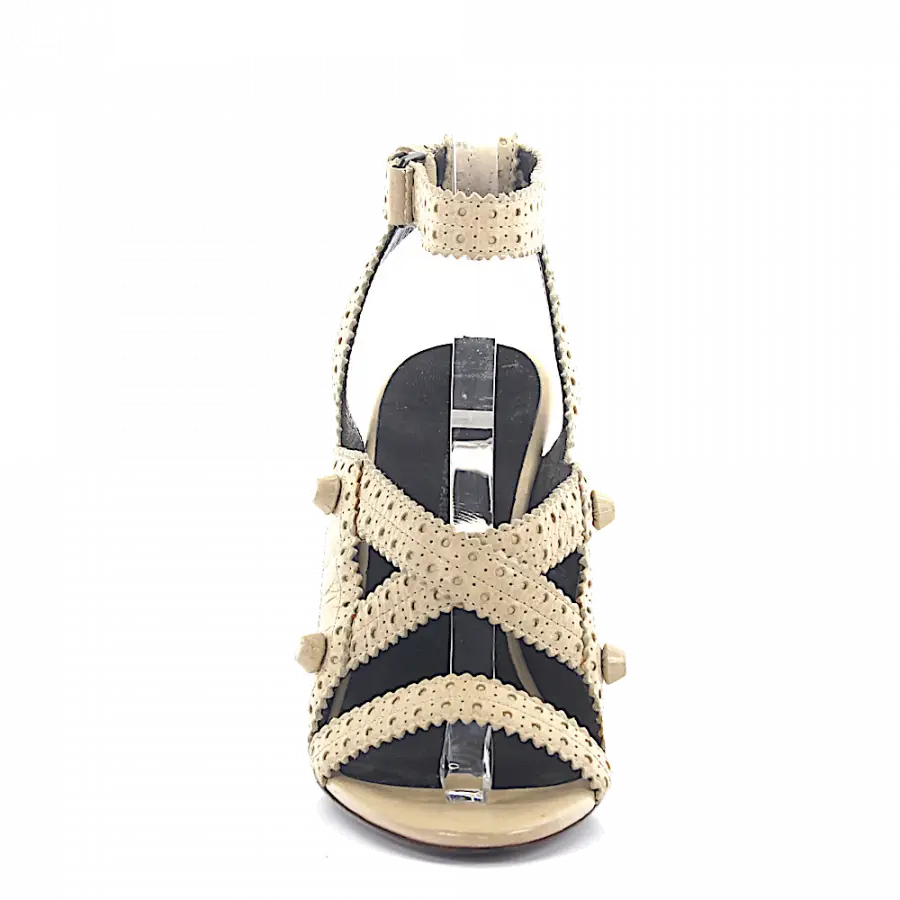 Balenciaga - Wedge Sandalen Leder beige Lochmuster - beige